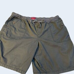 Merona Olive Cargo Shorts Women’s XL Elastic Drawstring Waist 100% Cotton
